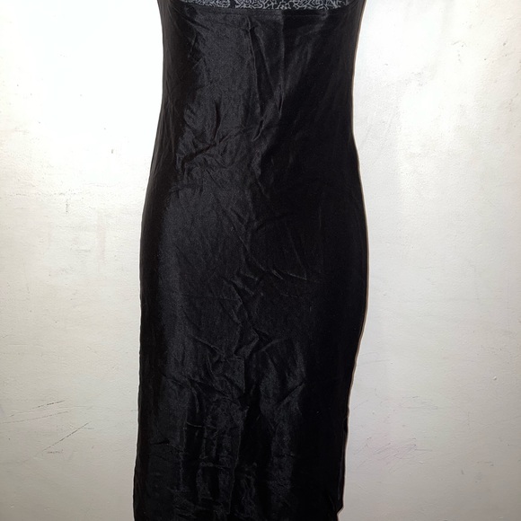 Cesar Arellanes Partially Mesh Split Black Midi Dress - Picture 6 of 7